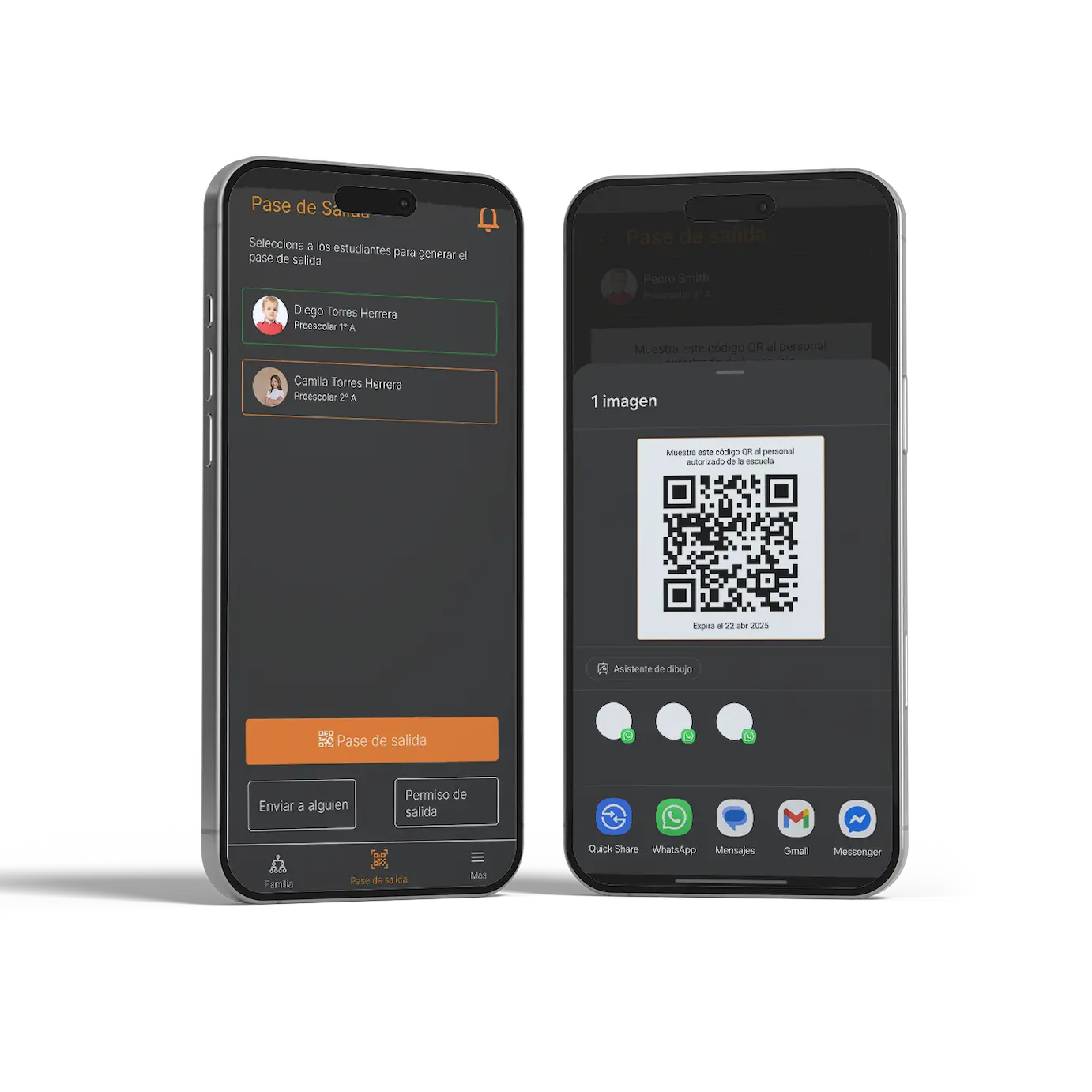 App iLogs en el teléfono durante la salida escolar